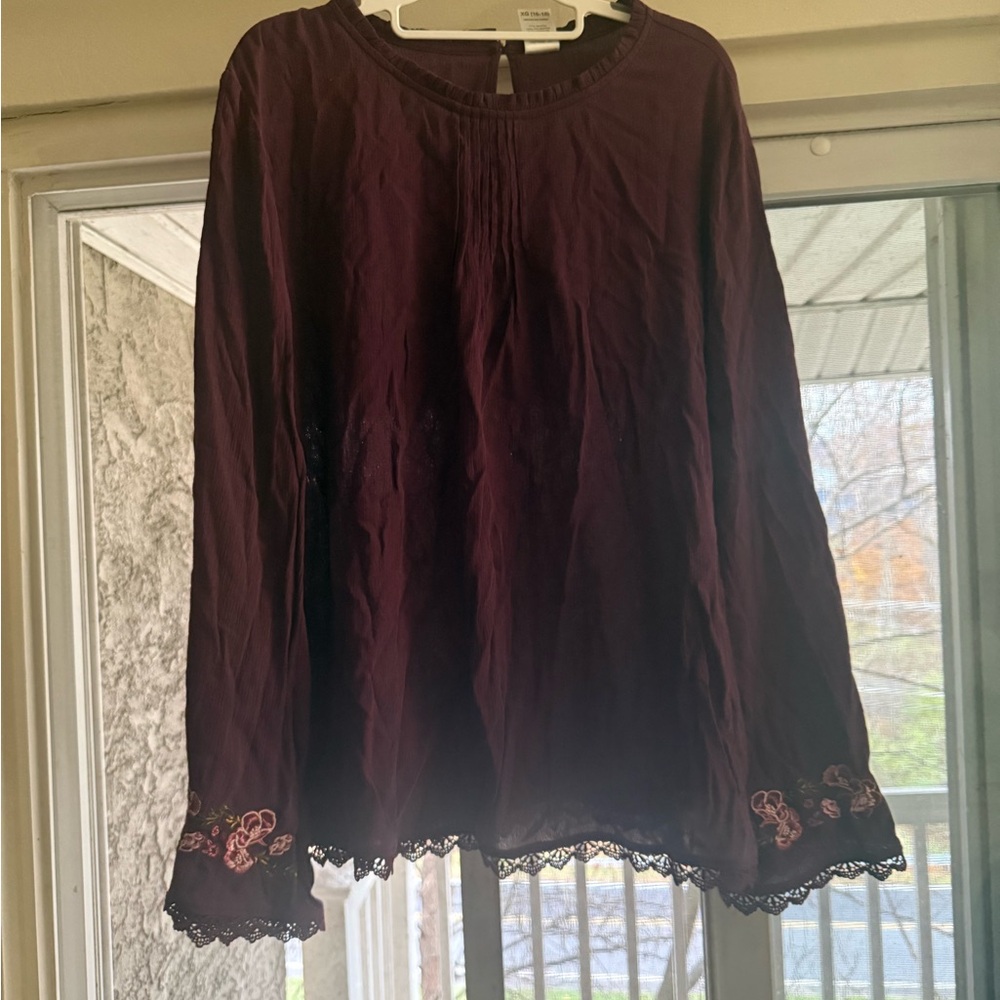 Women's Purple Top with Lace Trim